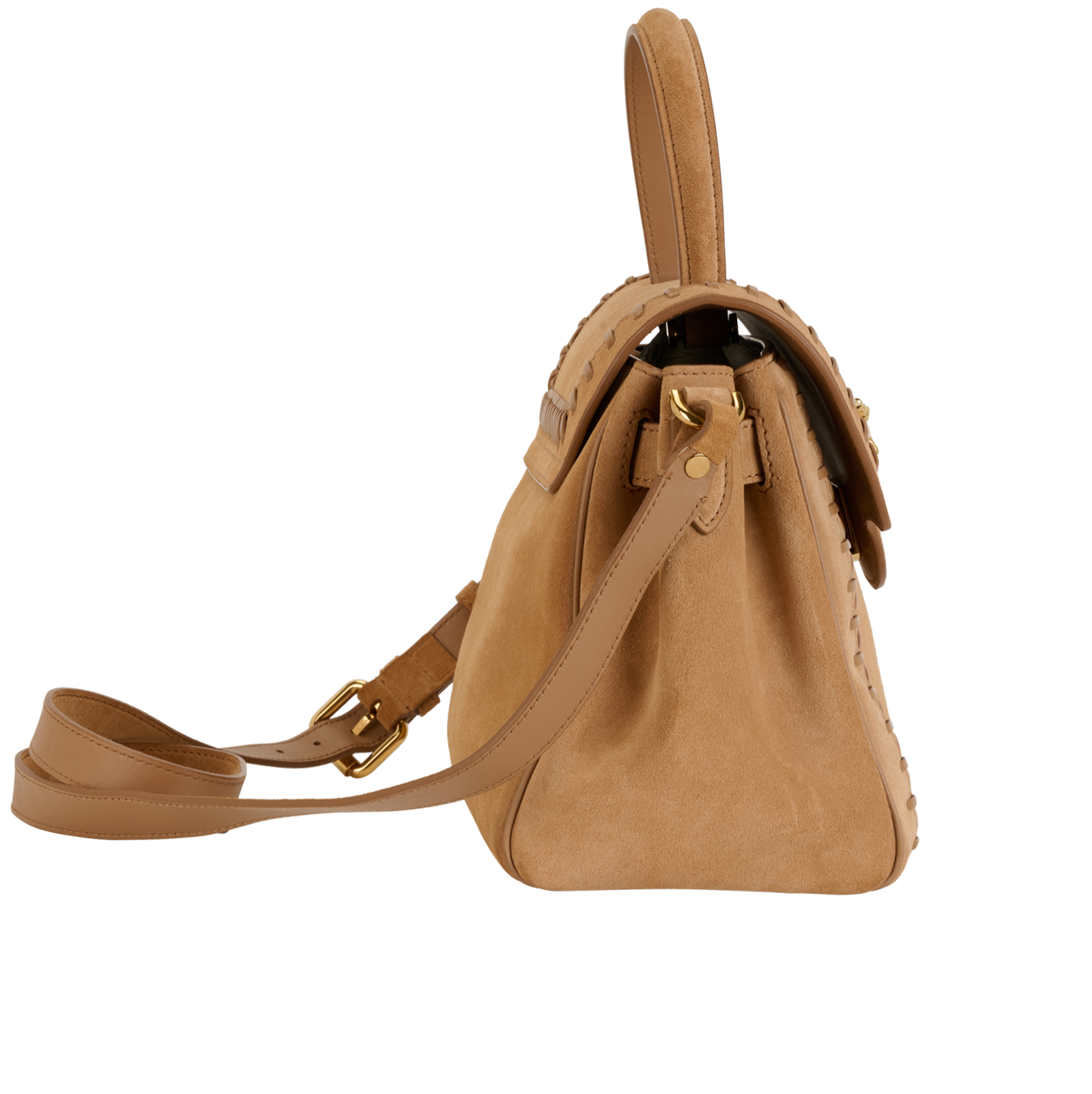 Le Medusa Top Handle, &pound;450, Handbags, Tan, Suede, Side view